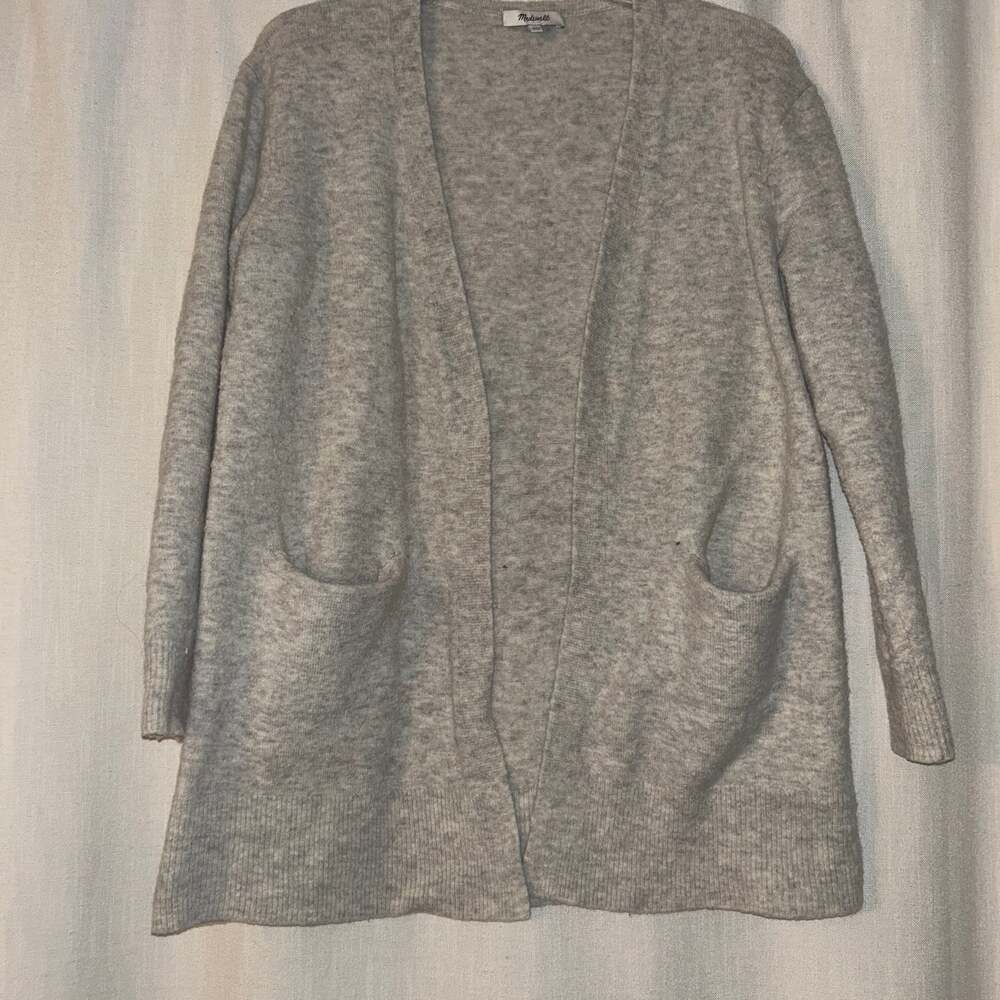 Madewell Whitley Open Cardigan Sweater Gray Alpaca Wool Blend